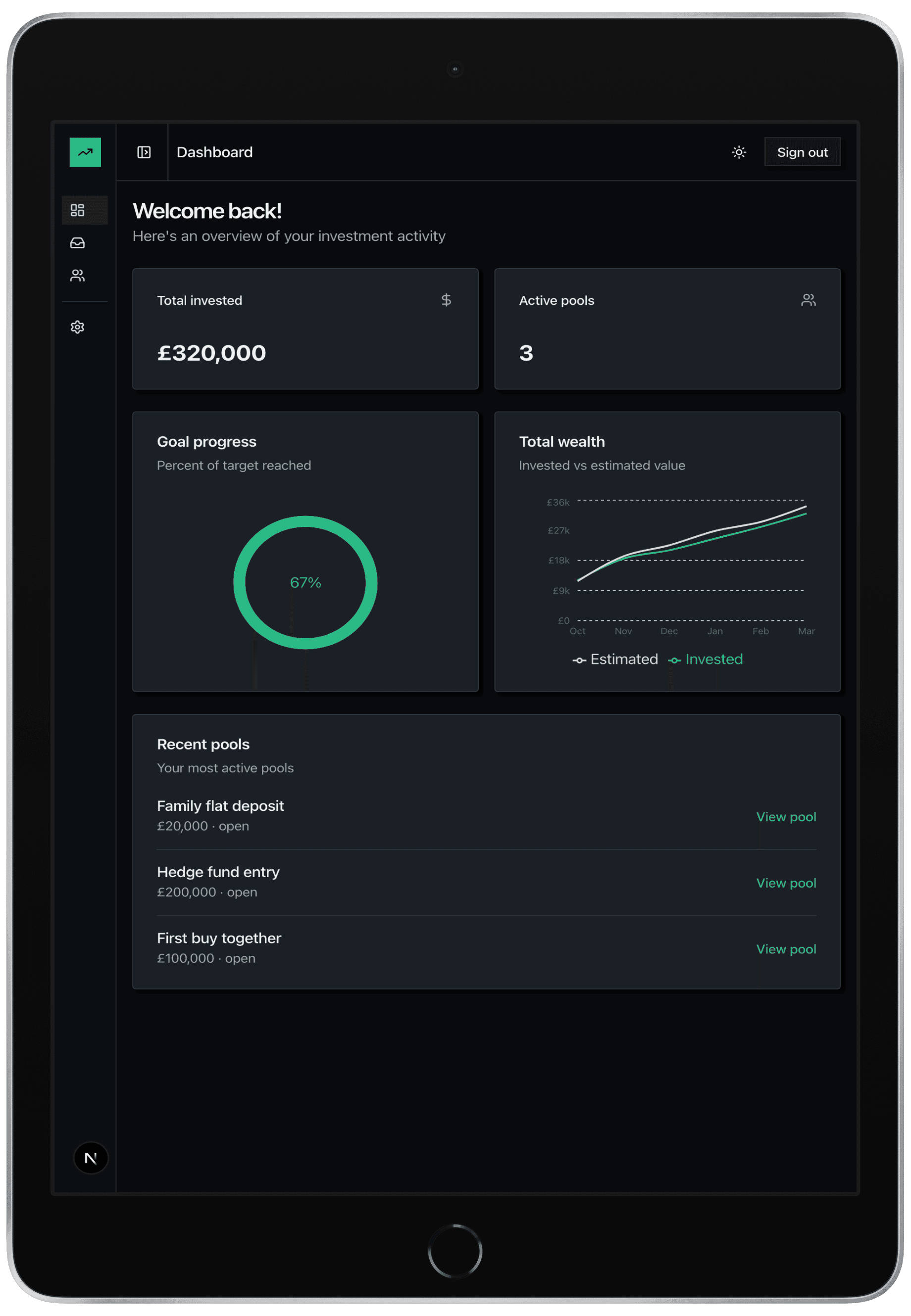 Palmae app on tablet